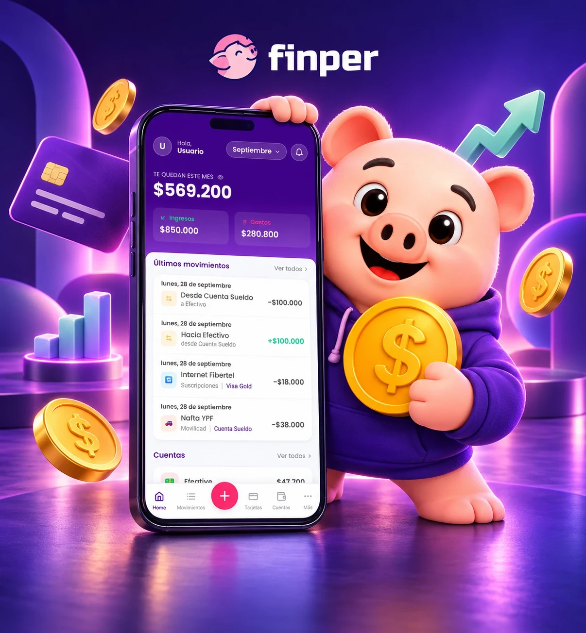 Finper – diseño UX/UI de app de finanzas personales
